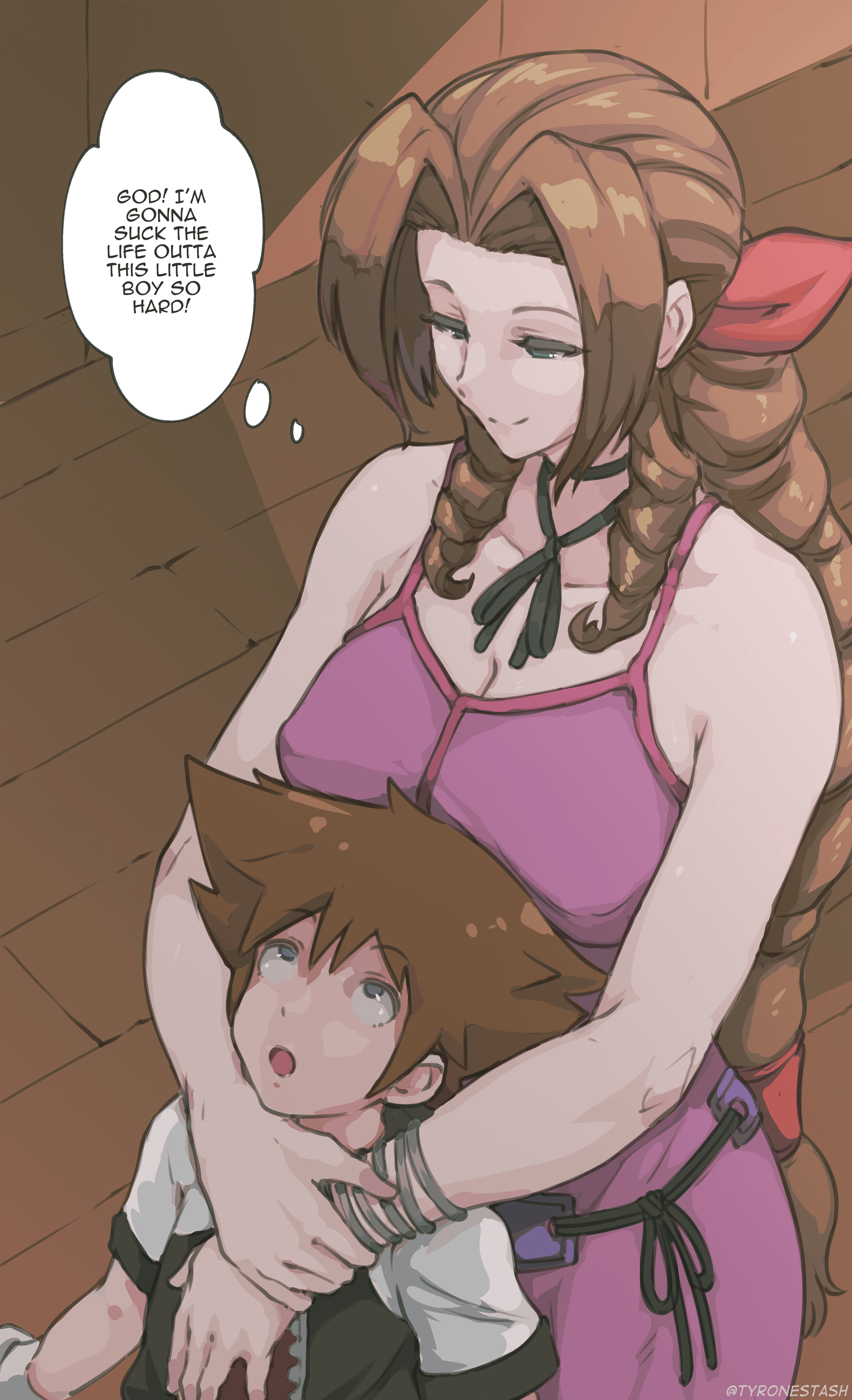 Aerith and Sora - adult comic cover