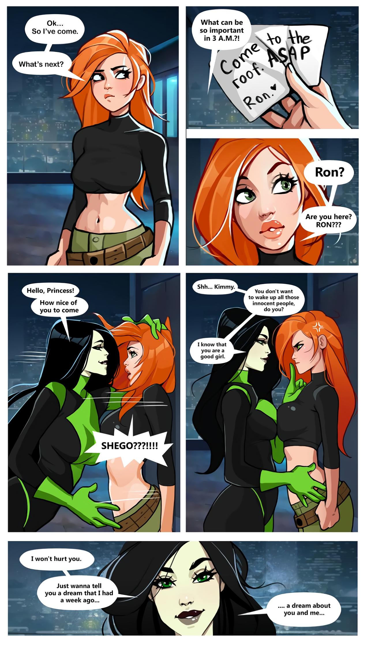 Kim and Shego Date on the roof - adult comic cover