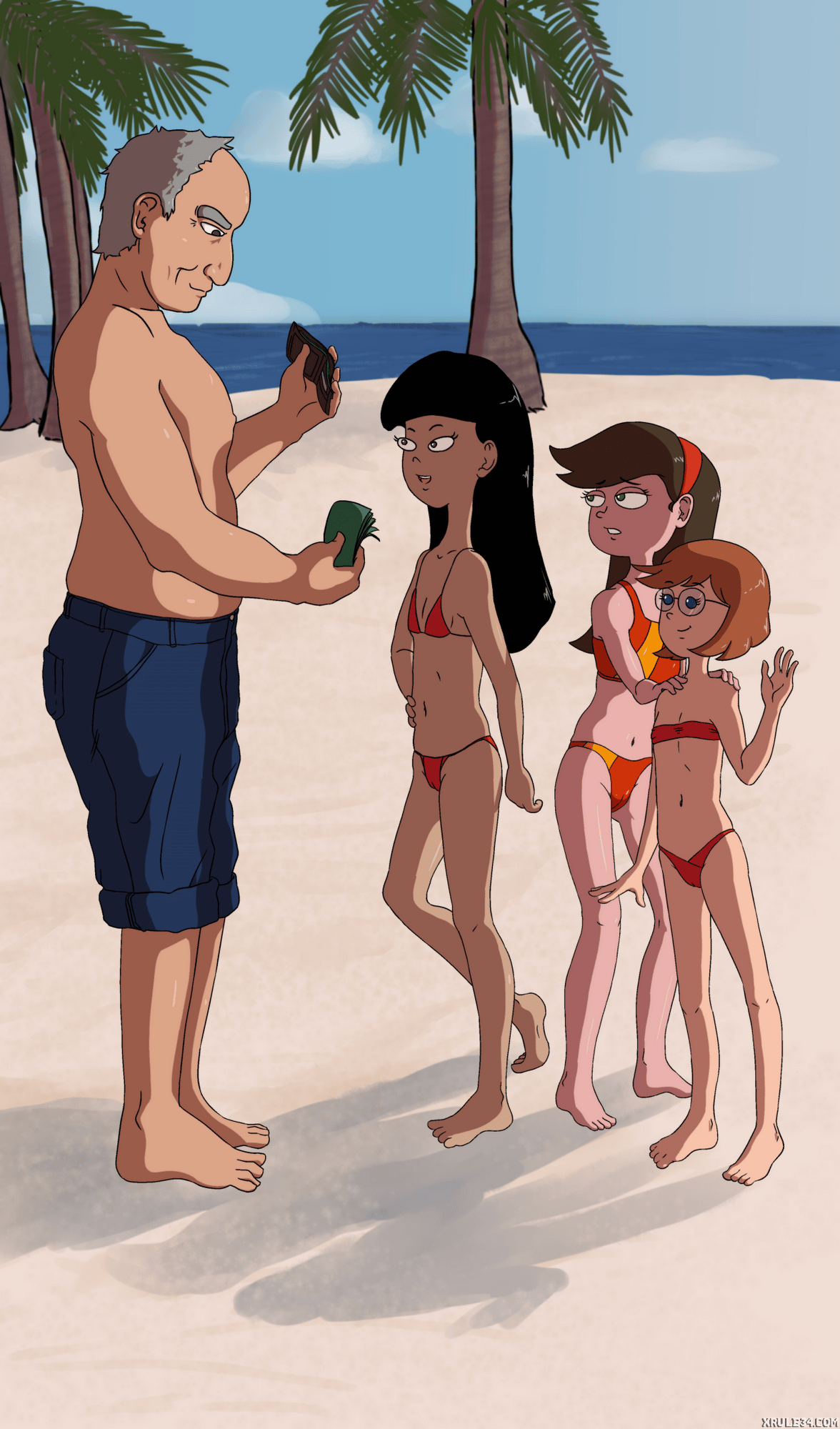 Part-time at the beach - adult comic cover