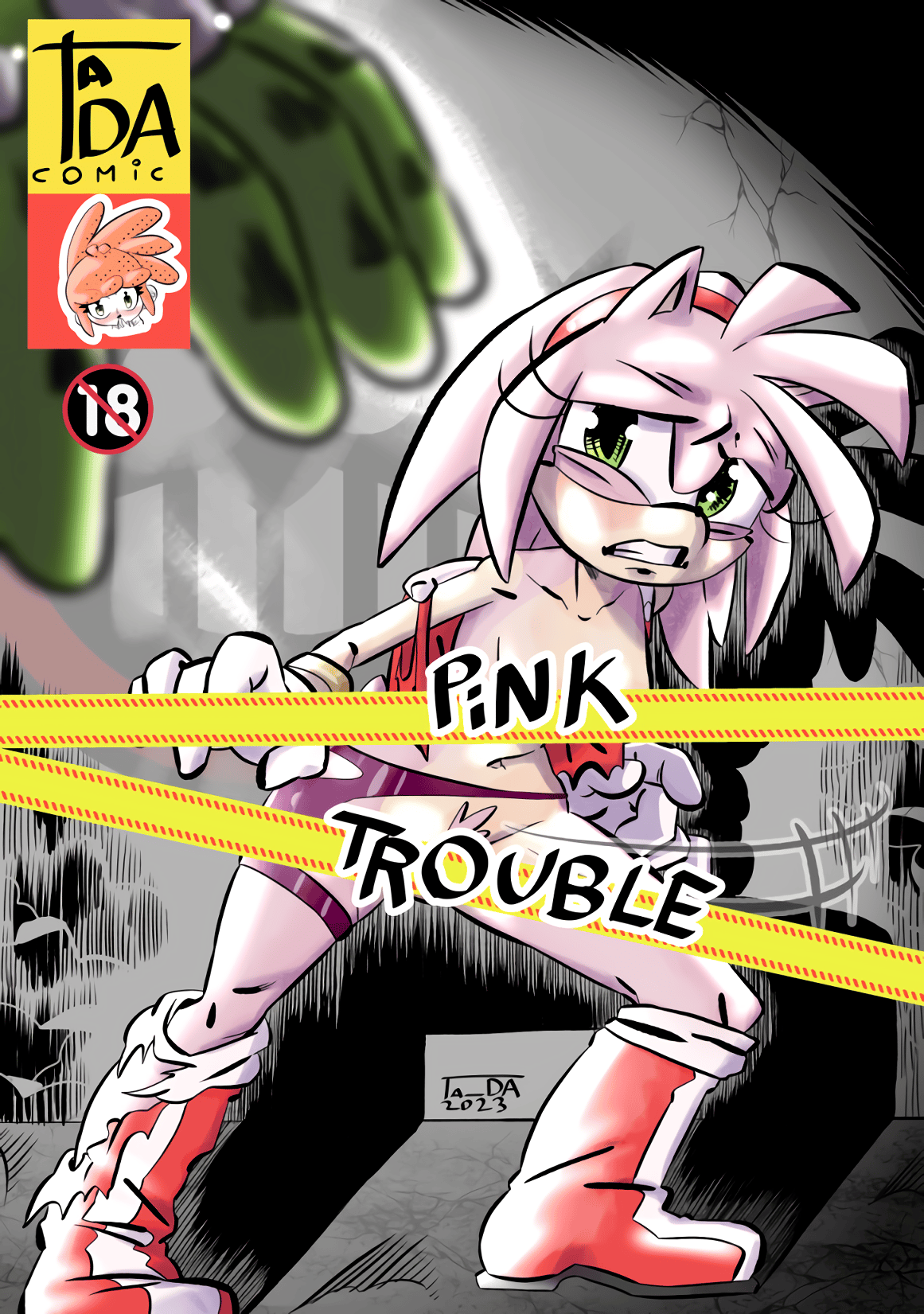 Pink trouble - adult comic cover