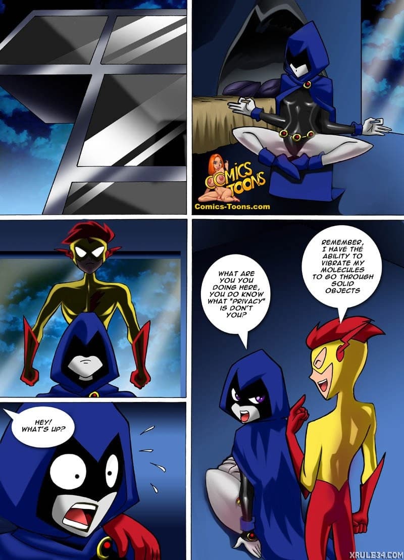Raven X Kid Flash - adult comic cover
