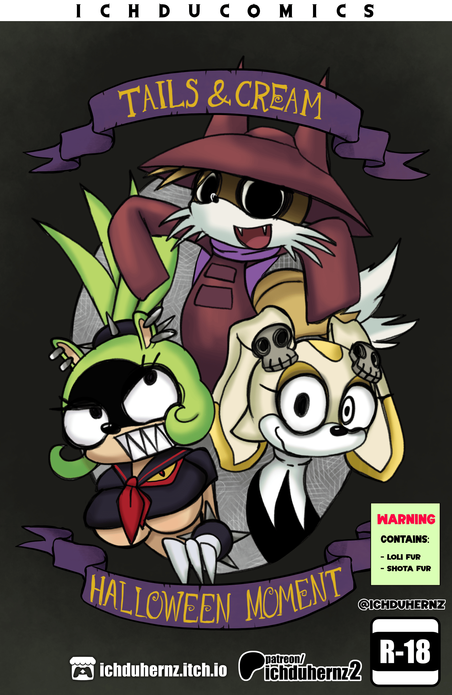 Tails and Cream Halloween Moment - adult comic cover